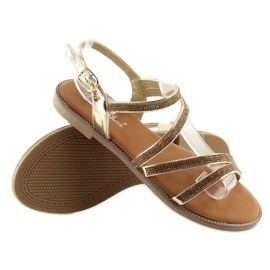 Sandales avec zircons cubiques dorés K952 or d'or 3