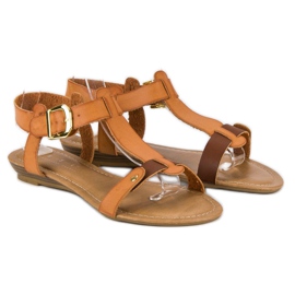 Sandales camel confortables brun 4
