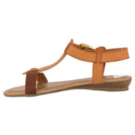 Sandales camel confortables brun 5