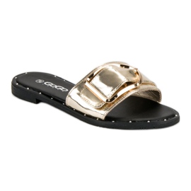 Gogo Babouches dorées femme noir jaune 1