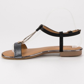 L. Lux. Shoes Sandales plates noires 1