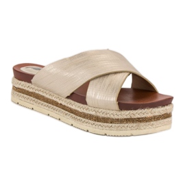 Espadrilles tongs dorées d'or 1