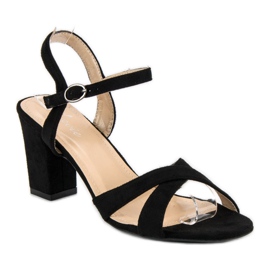 Lovit Sandales en daim sur un poteau noir 1