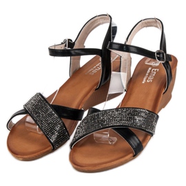 Sandales compensées noires le noir 1