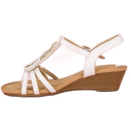 Ch. Creation Sandales élégantes à petit talon compensé blanche jaune 3