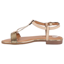 L. Lux. Shoes Sandales plates beiges brun jaune 3