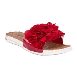 Tongs rouges à fleurs 3