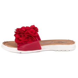 Tongs rouges à fleurs 4