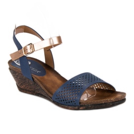 Sandales compensées Vinceza bleu jaune 3