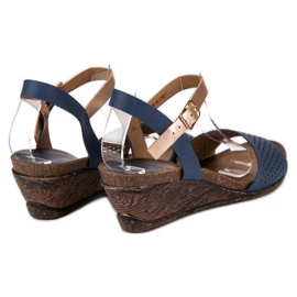 Sandales compensées Vinceza bleu jaune 5