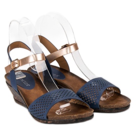 Sandales compensées Vinceza bleu jaune 6