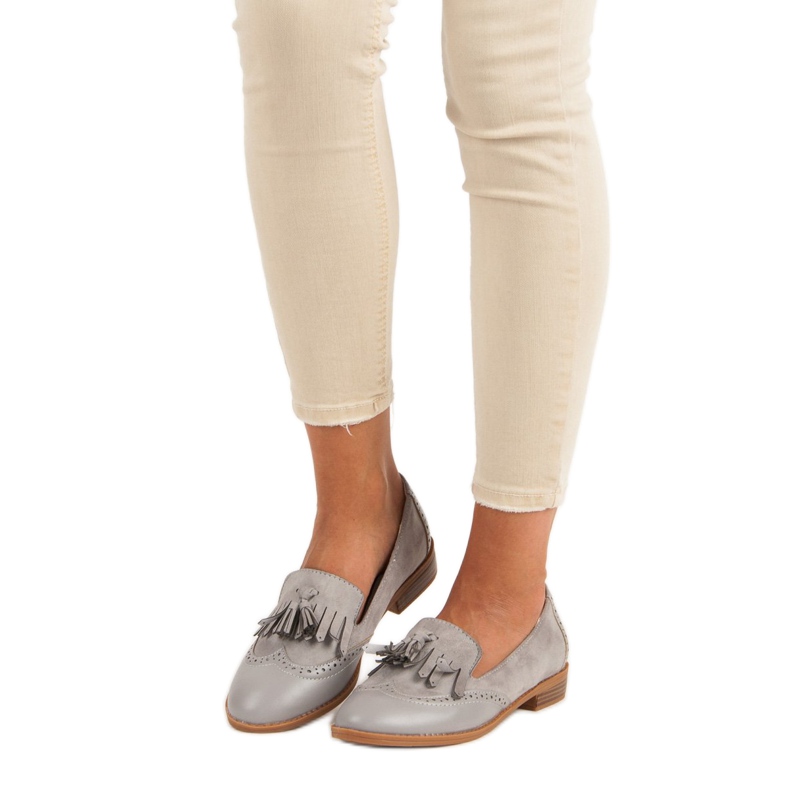 SDS Mocassins gris à franges 1 SDS Mocassins gris à franges 1