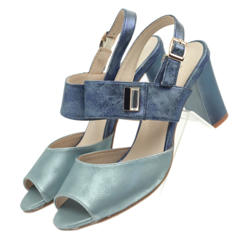 M.Daszyński Sandales à semelle intérieure en cuir Daszyński bleu 4