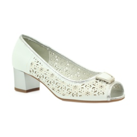 M.Daszyński Sandales à semelle intérieure en cuir Daszyński blanc brun gris 1