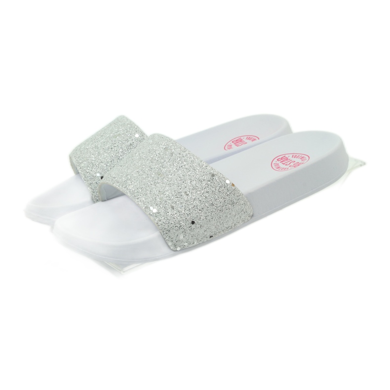 Chaussons profilés Big Star paillettes blanc gris 4