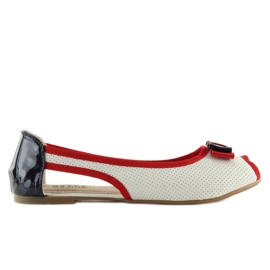 Ballerines blanches à bout ouvert D314 rouge 3