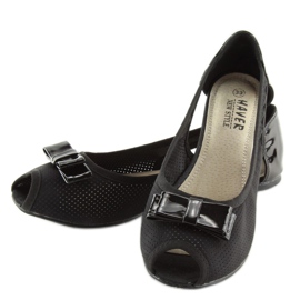 Ballerines noires bout ouvert D314 2