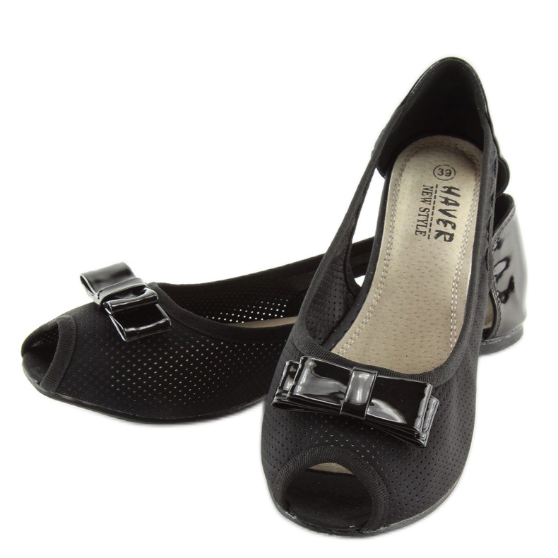 Ballerines noires bout ouvert D314 2