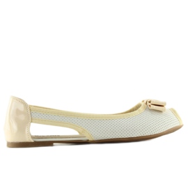 Ballerines blanches bout ouvert D314 BLANC / L.BEIGE / L.BEIGE brun 3