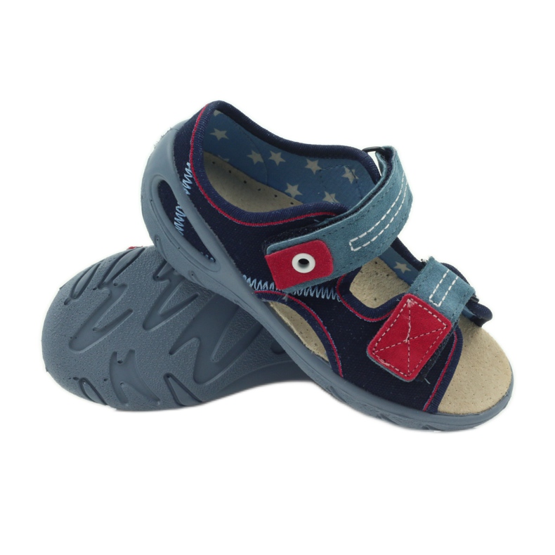 Sandales, insert en cuir Befado 065x bleu rouge bleu marine 3