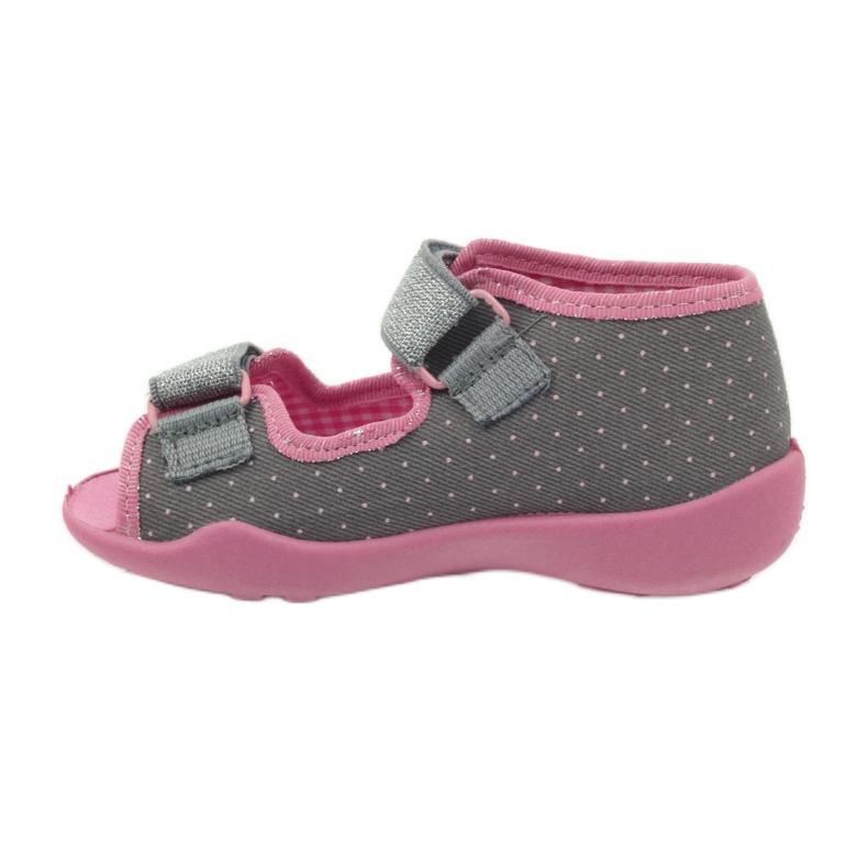 Sandales chaussons à pois Befado 242p082 gris rose 2