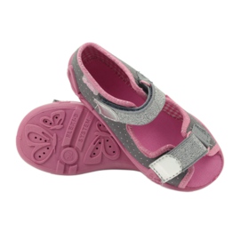 Sandales chaussons à pois Befado 242p082 gris rose 3