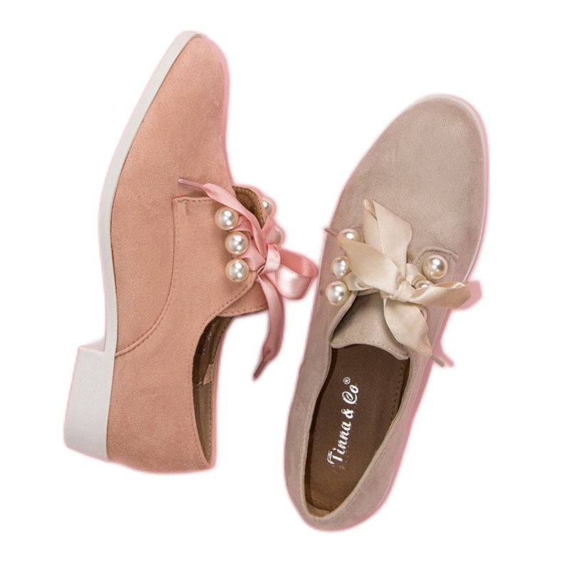 Tina&Co Richelieus noués avec perles brun 1 Tina&Co Richelieus noués avec perles brun 1