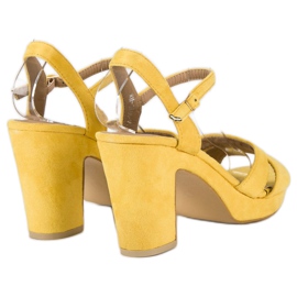 Milaya Sandales à talons à la mode jaune 5