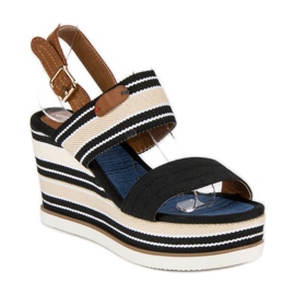 Sandales compensées côtelées noir 2