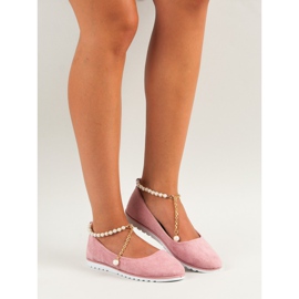 Ballerines en daim avec perles de vinceza rose 7