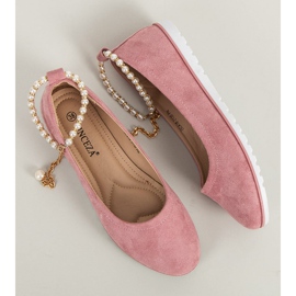 Ballerines en daim avec perles de vinceza rose 6