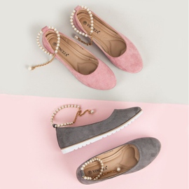 Ballerines en daim avec perles de vinceza rose 5