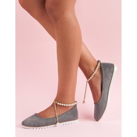 Ballerines en daim avec perles de vinceza gris 8