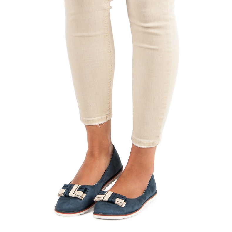 Ballerines en daim brun bleu marin 1