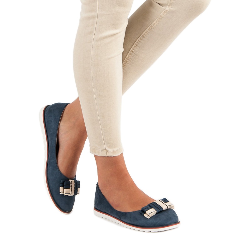 Ballerines en daim brun bleu marine 2