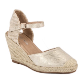Nio Nio Sandales espadrilles compensées brun jaune 2
