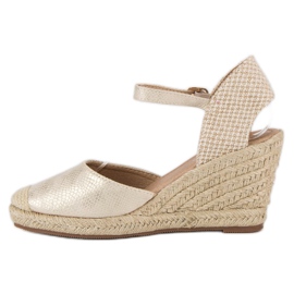 Nio Nio Sandales espadrilles compensées brun jaune 3