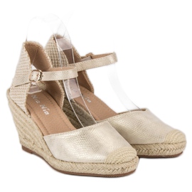 Nio Nio Sandales espadrilles compensées brun jaune 5