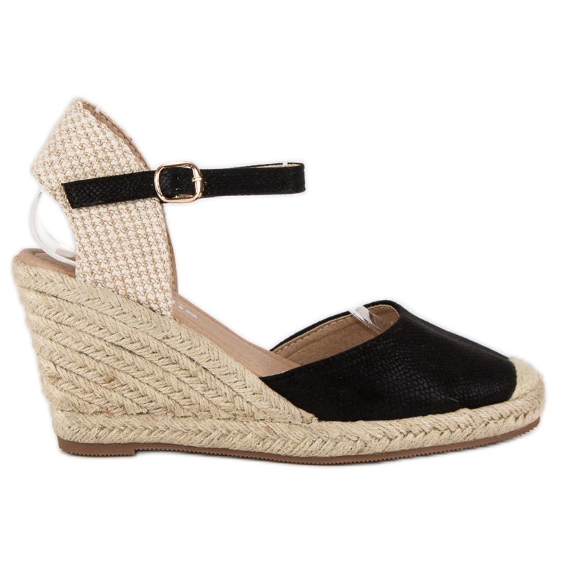 Nio Nio Sandales espadrilles compensées noir brun 2