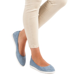 Sun Color Ballerines en daim ajouré bleu 1