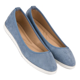 Sun Color Ballerines en daim ajouré bleu 2