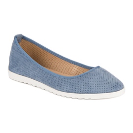 Sun Color Ballerines en daim ajouré bleu 3