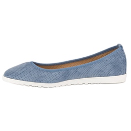 Sun Color Ballerines en daim ajouré bleu 4