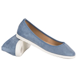 Sun Color Ballerines en daim ajouré bleu 5