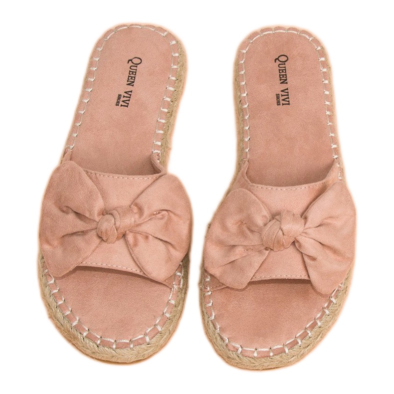 Queen Vivi Tongs espadrilles en daim rose 1