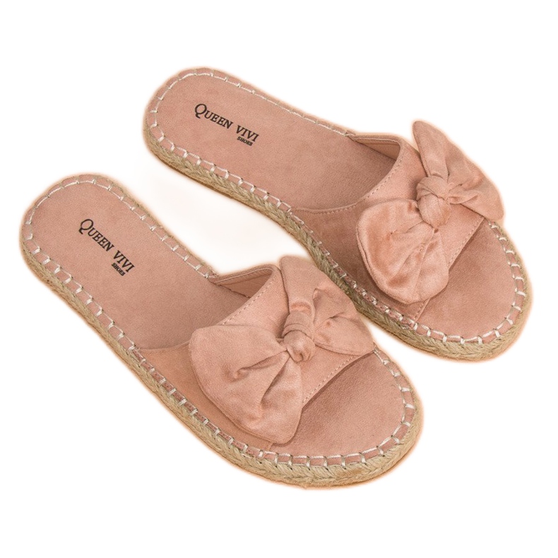 Queen Vivi Tongs espadrilles en daim rose 2