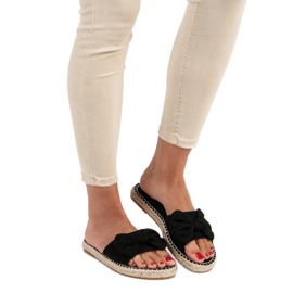 Queen Vivi Tongs espadrilles en daim le noir 7