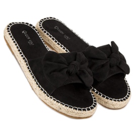 Queen Vivi Tongs espadrilles en daim le noir 6