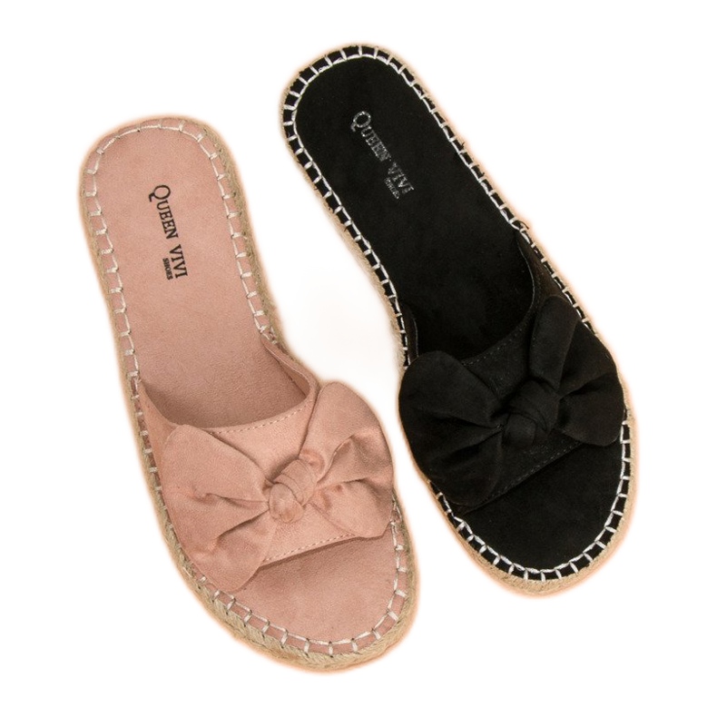 Queen Vivi Tongs espadrilles en daim le noir 1