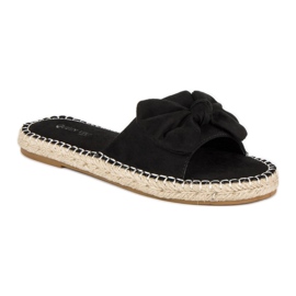 Queen Vivi Tongs espadrilles en daim le noir 3